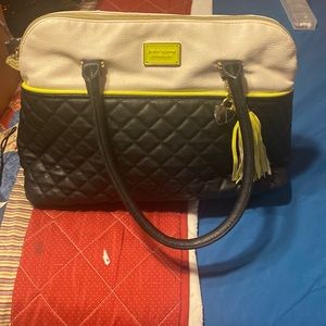 Betsy Johnson Black and lime green hand held bag